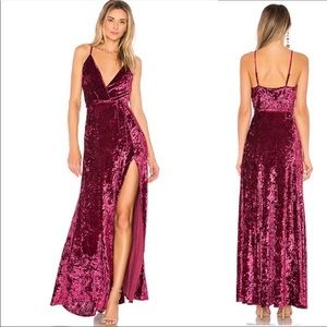 Crushed velvet sexy front slit dress